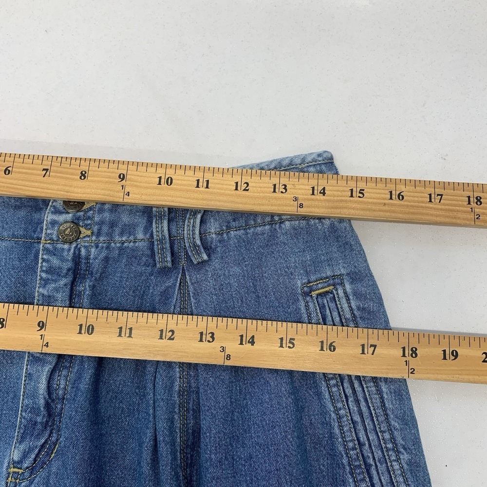 LizWear Vintage Midi Denim Skirt Front Pleats Pockets 100% Cotton Full Sz 12P - Picture 7 of 9